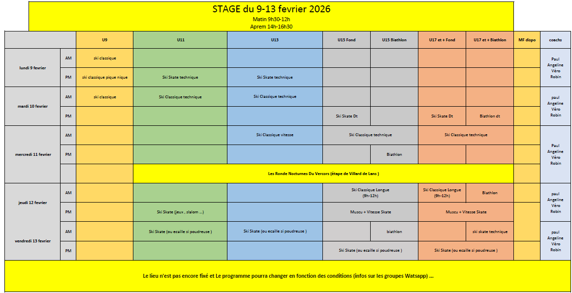 Programme Stage Février 2026